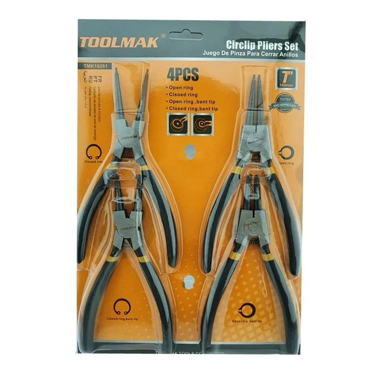 GENERICO - Juego/set/kit De Alicates Sacaseguros 7 Pulgadas Toolmak