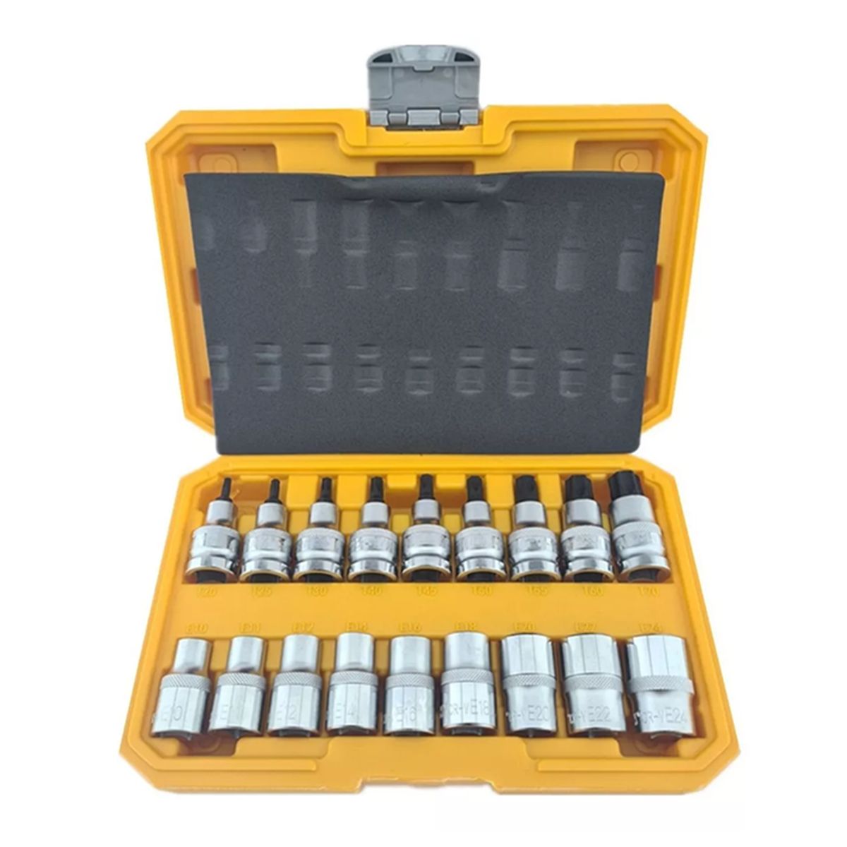 GENERICO - Kit Juego Dados Torx Estrella 1/2 Macho Hembra 18 Piezas Tmk