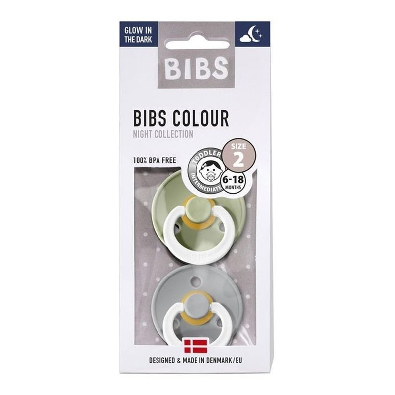 BIBS - Pack Chupetes Bibs Talla 2 - Sage Night/Cloud Night