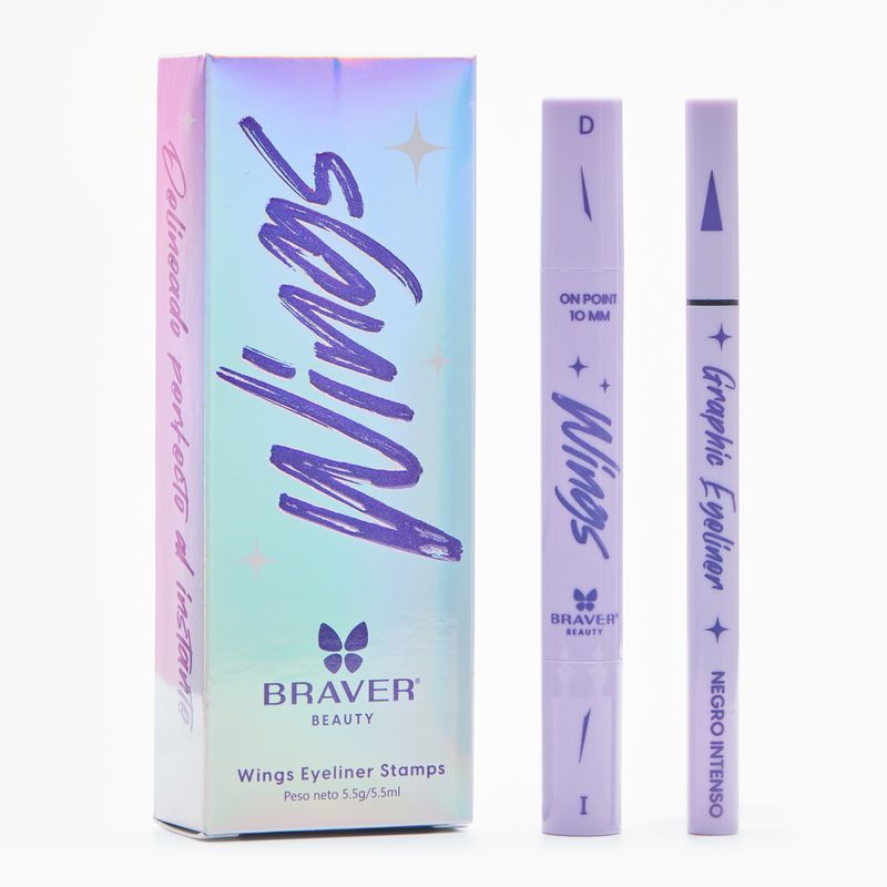 BRAVER BEAUTY - Kit delineador Wings Eyeliner Stamps edición “Graphic Eyeliner”  Negro Intenso