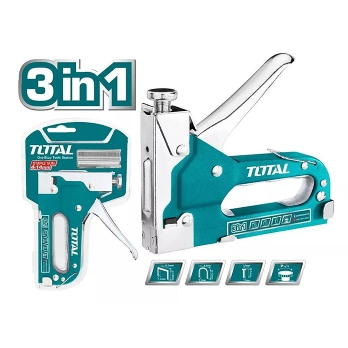 TOTAL TOOLS - Grapadora Manual 3 En 1  (4-14mm)