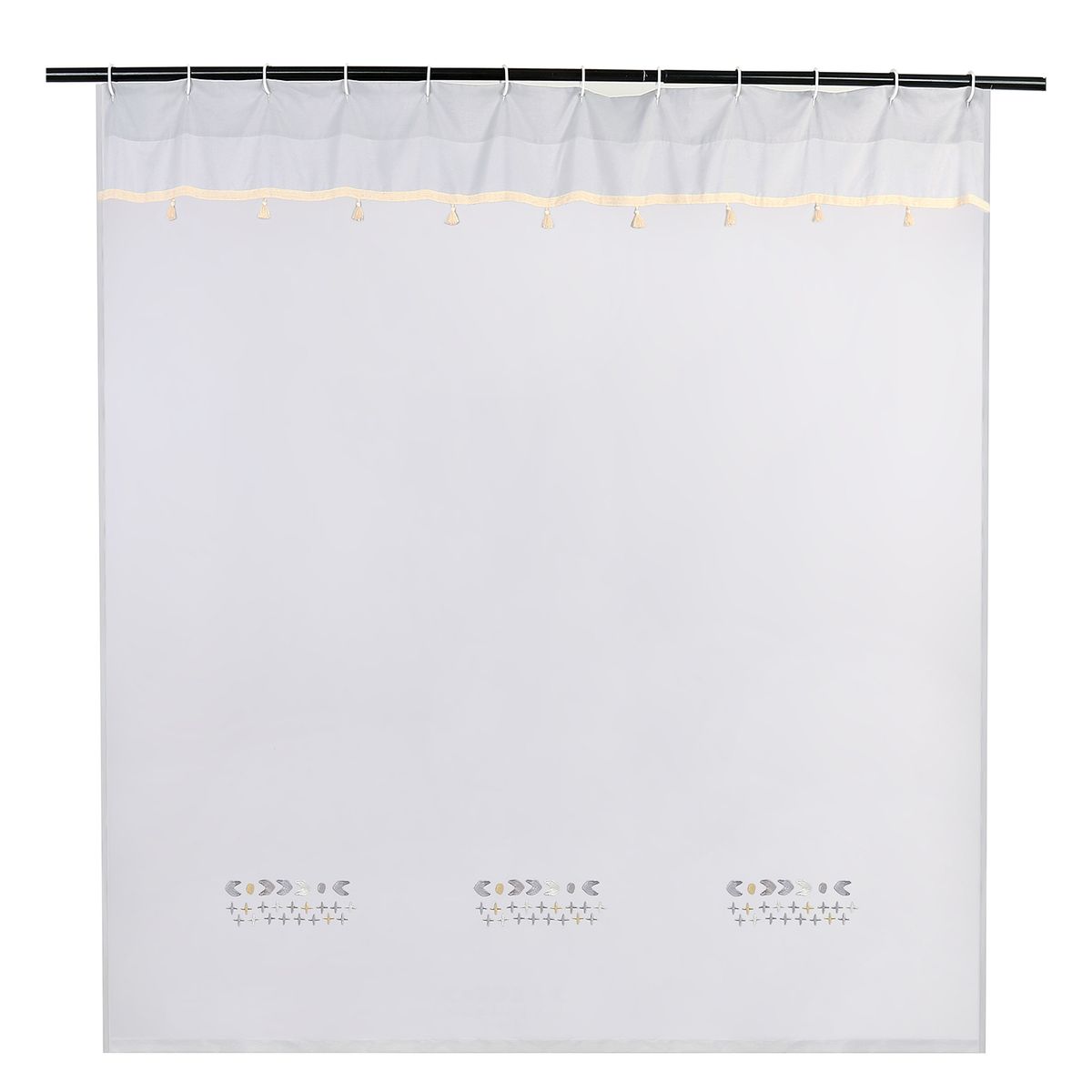 VEKKAHOME - CORTINA DE BAÑO BORDADA RUSTIC