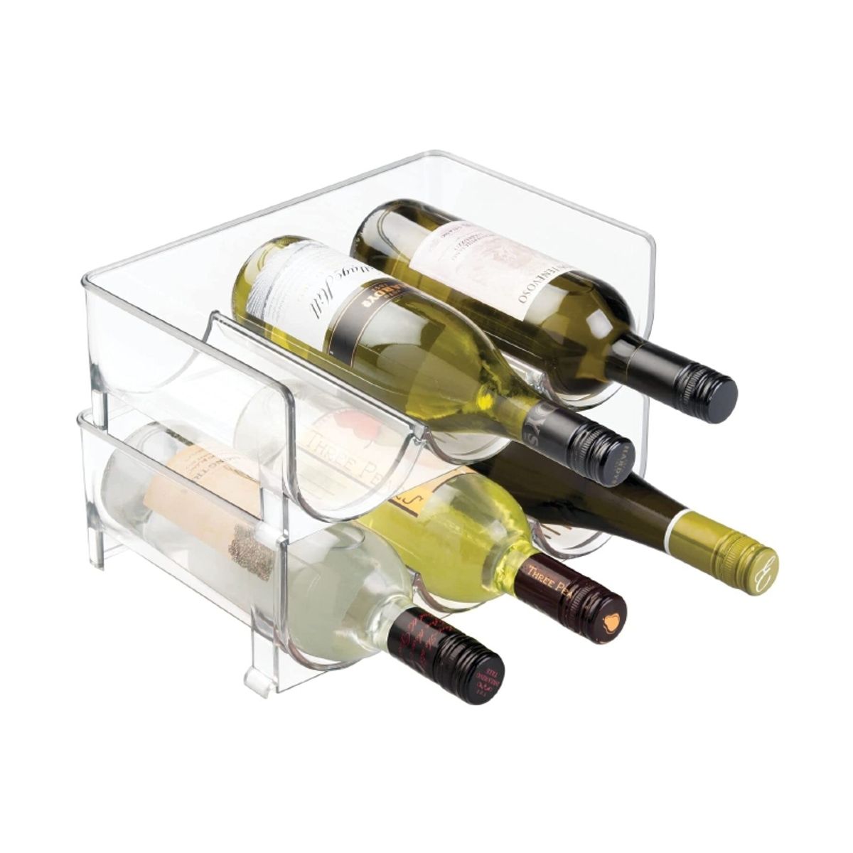 WAKESHOME - Pack 3 Estante Apilable De Plástico Para Almacenamiento De Botellas