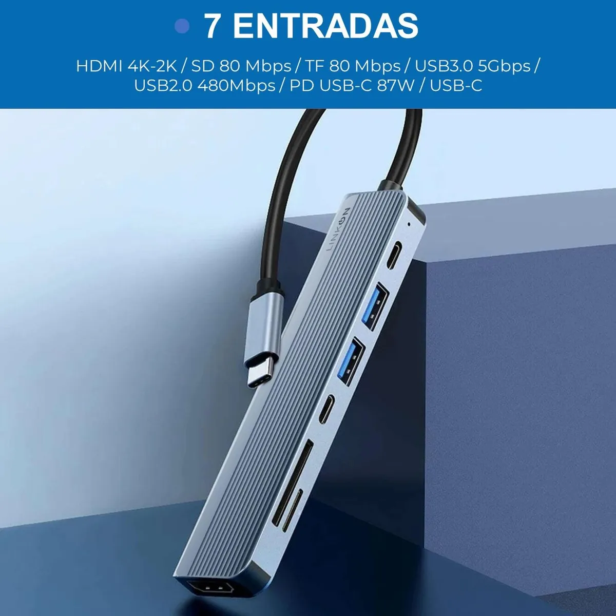 LINKON - Hub Adaptador Usb C 7 En 1 Linkon Para Mac Macbook Windows