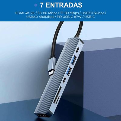 Imagen 2 del producto Hub Adaptador Usb C 7 En 1 Para Mac Macbook Windows
