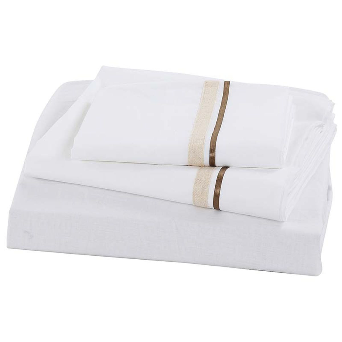 VEKKAHOME - JUEGO DE SABANAS 2 PLAZAS WHITE BEIGE