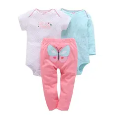 CARTERBELL - Pack 3 Prenda Conjunto Mariposa Infantil 100% Algodón