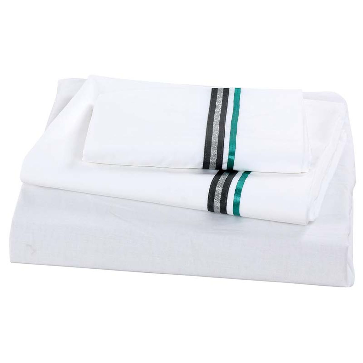 VEKKAHOME - JUEGO DE SABANAS 2 PLAZAS AQUA PLATA