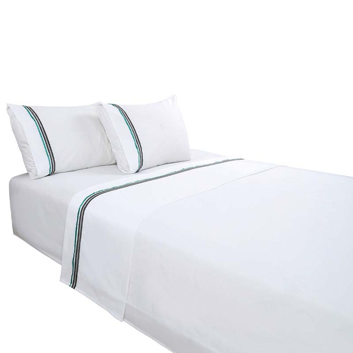 VEKKAHOME - JUEGO DE SABANAS 2 PLAZAS AQUA PLATA