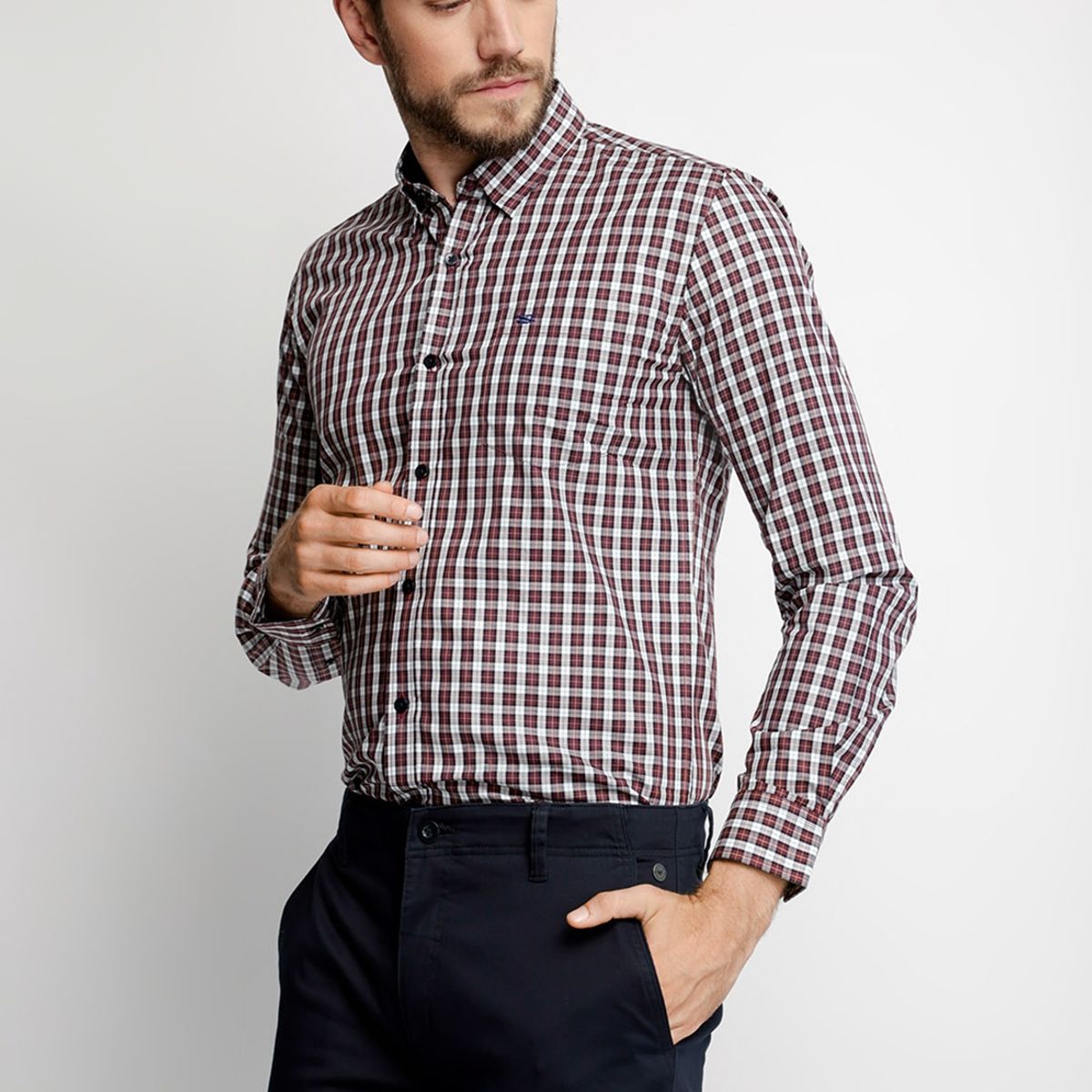 FEROUCH - Camisa Smart Casual Bristol Rojo Ferouch