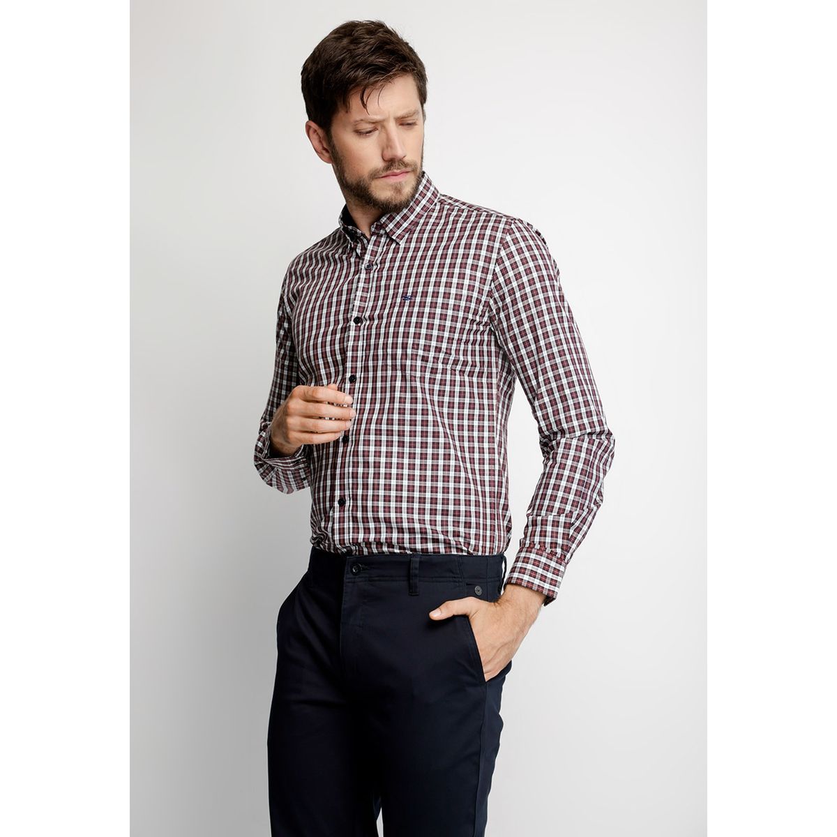 FEROUCH - Camisa Smart Casual Bristol Rojo Ferouch