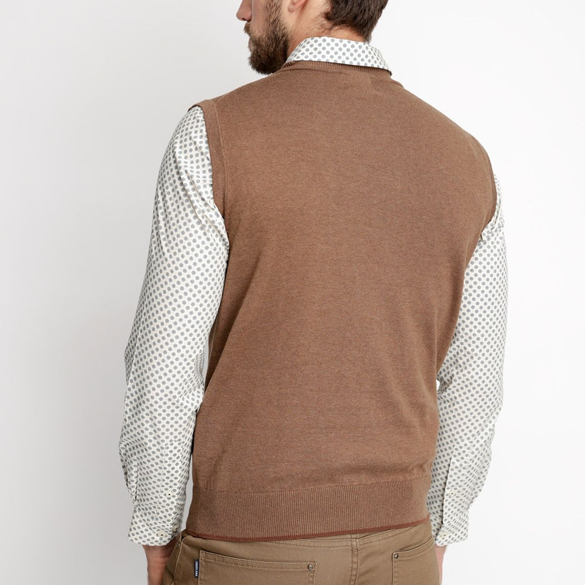 FEROUCH - Sweater Sin Mangas Smart Casual Marrón Ferouch
