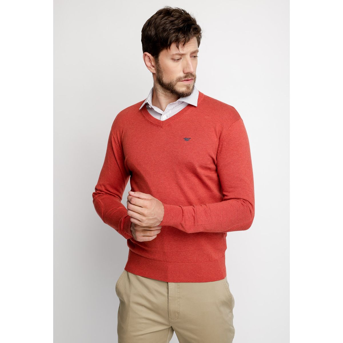 FEROUCH - Sweater Melange Smart Casual Marrón Ferouch
