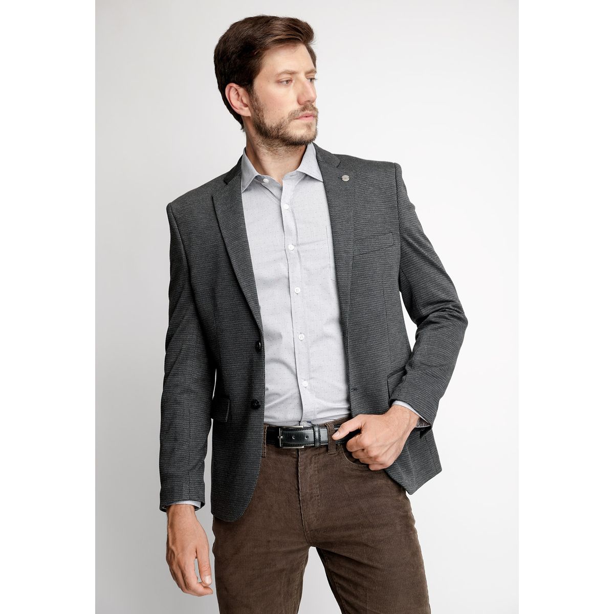 FEROUCH - Blazer Mini Checkered F Gris Ferouch