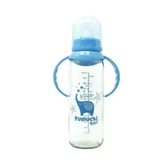 PUMUCKI - Mamadera De Vidrio 250ml Celeste Niño