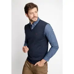 FEROUCH - Sweater Sin Mangas Smart Casual Azul