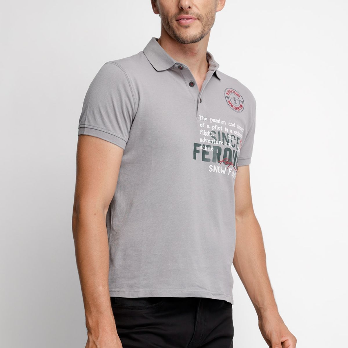FEROUCH - Polera Polo New Jersey Gris Ferouch