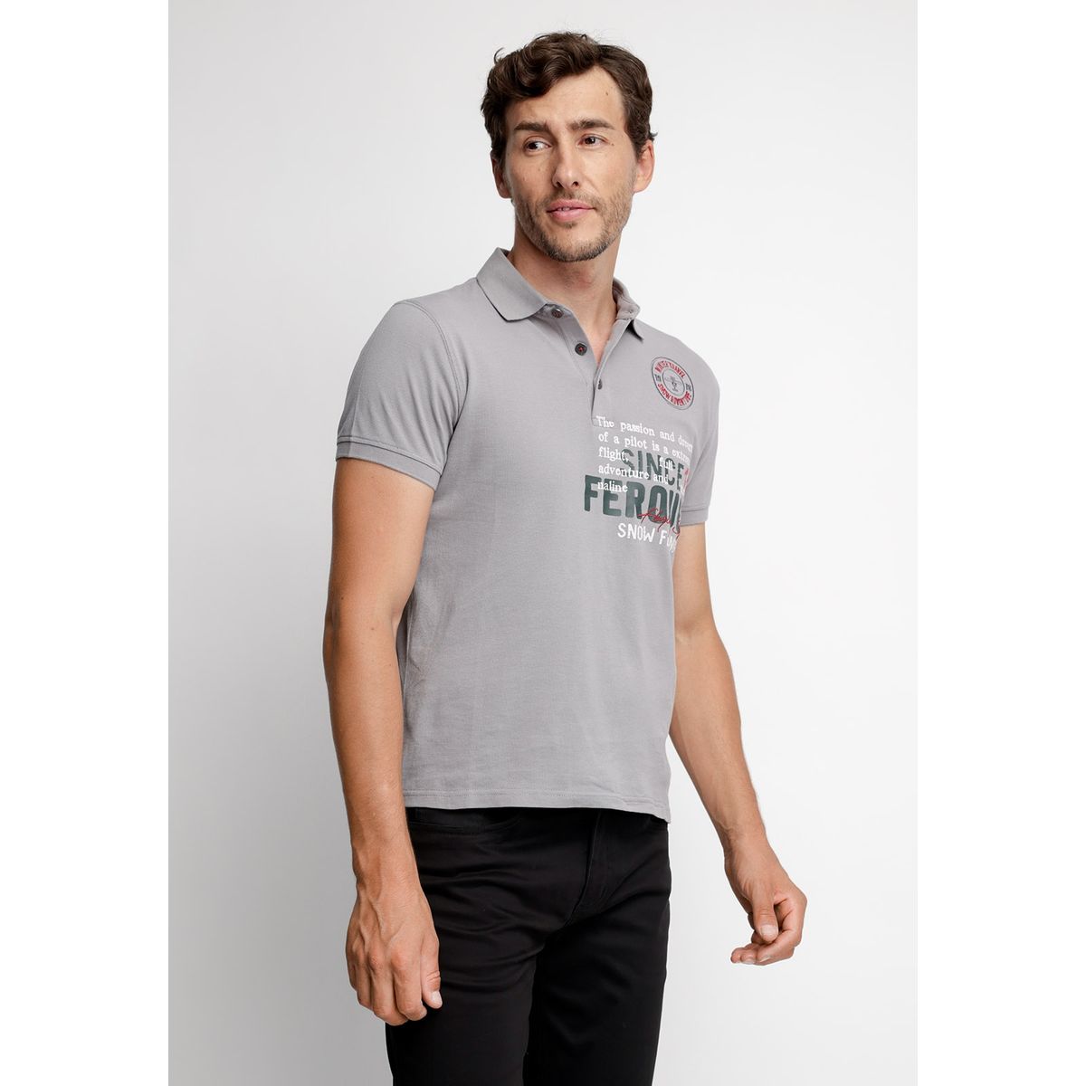 FEROUCH - Polera Polo New Jersey Gris Ferouch