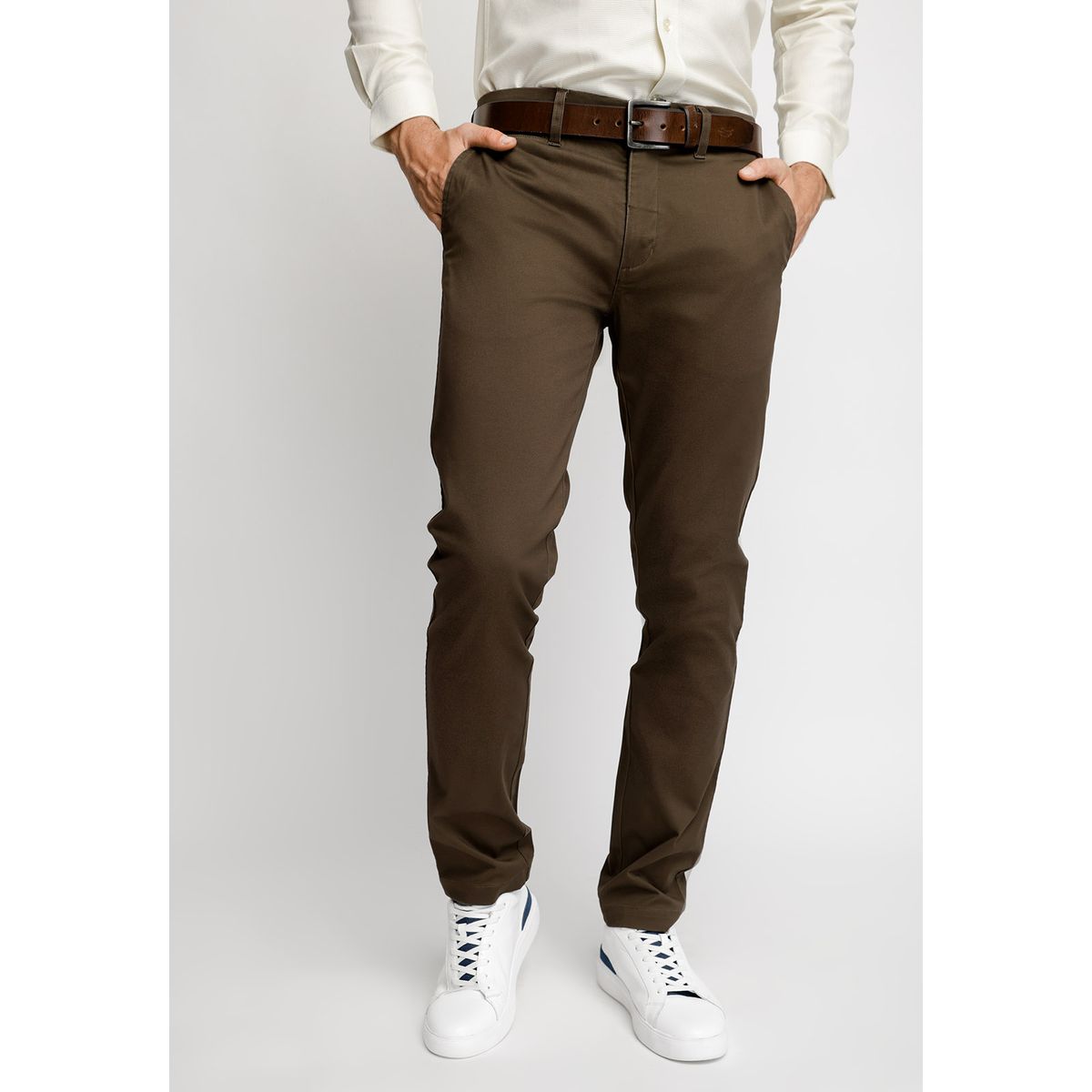 FEROUCH - Pantalón Twill Sin Pliegues Slim L/33 Gris Ferouch