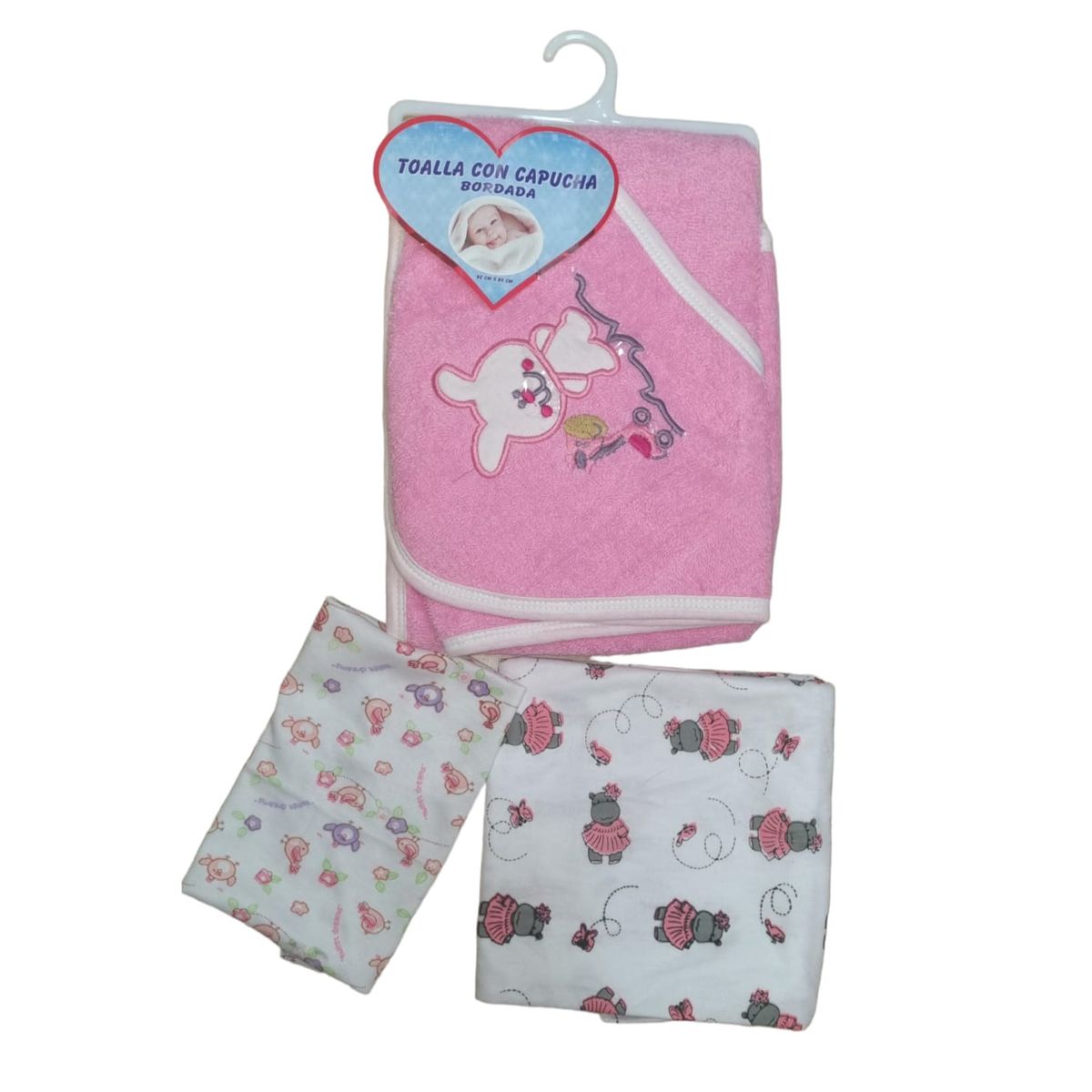 GENERICO - Pack Toalla Bebe Niña Con Capucha  Manta  Tuto Algodon