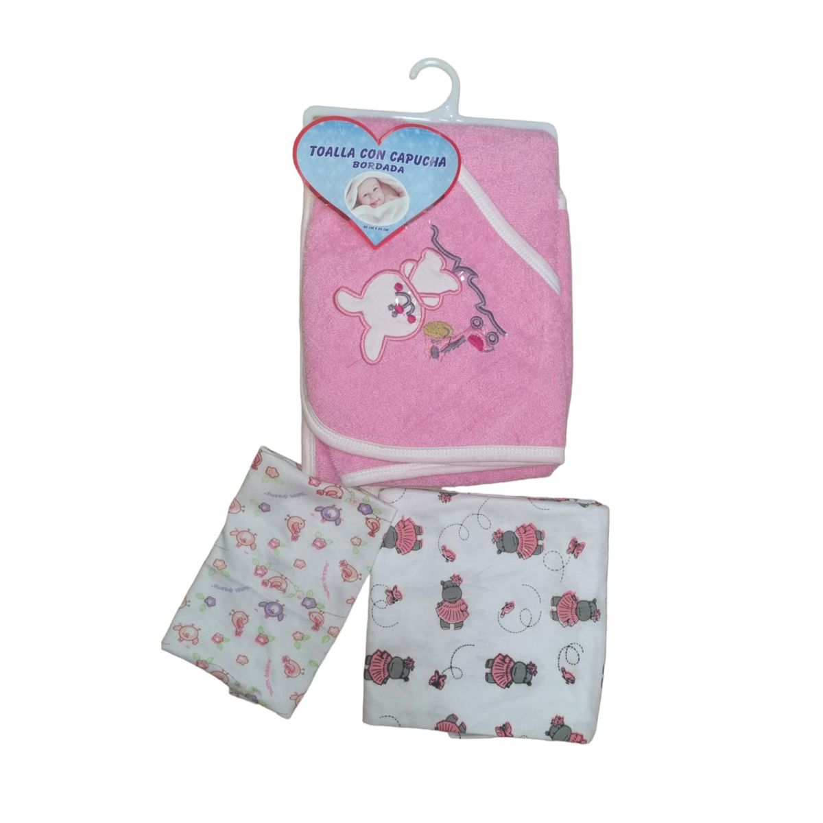 GENERICO - Pack Toalla Bebe Niña Con Capucha  Manta  Tuto Algodon