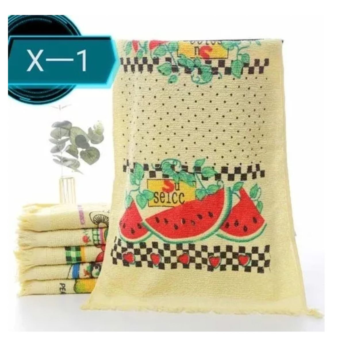 ANNI STAR - Set 12 Paños De Cocina Con Fleco Toalla Estampados X-1