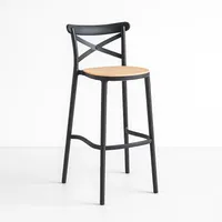 Taburete Crossback Danubio Silla Piso Bar Terraza Exterior Negro