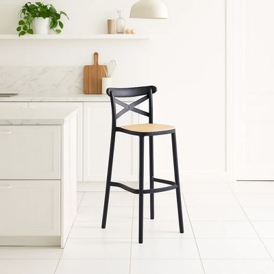 Imagen 2 del producto Taburete Crossback Danubio Silla Piso Bar Terraza Exterior Negro