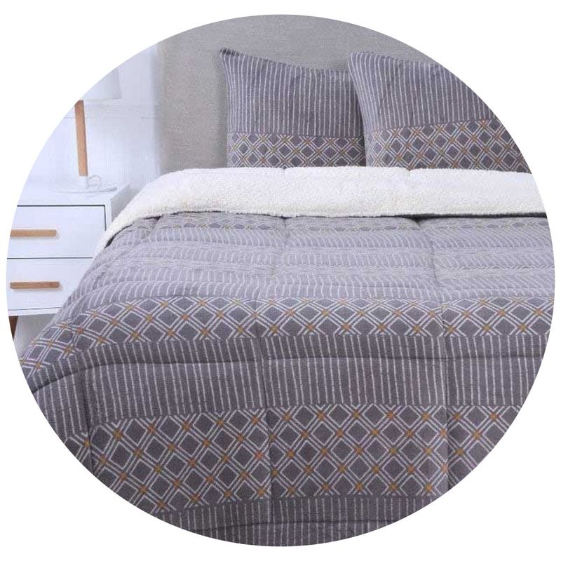 MASHINI - Plumón 2.0 plaza coral print sherpa granito Mashini Mimbral