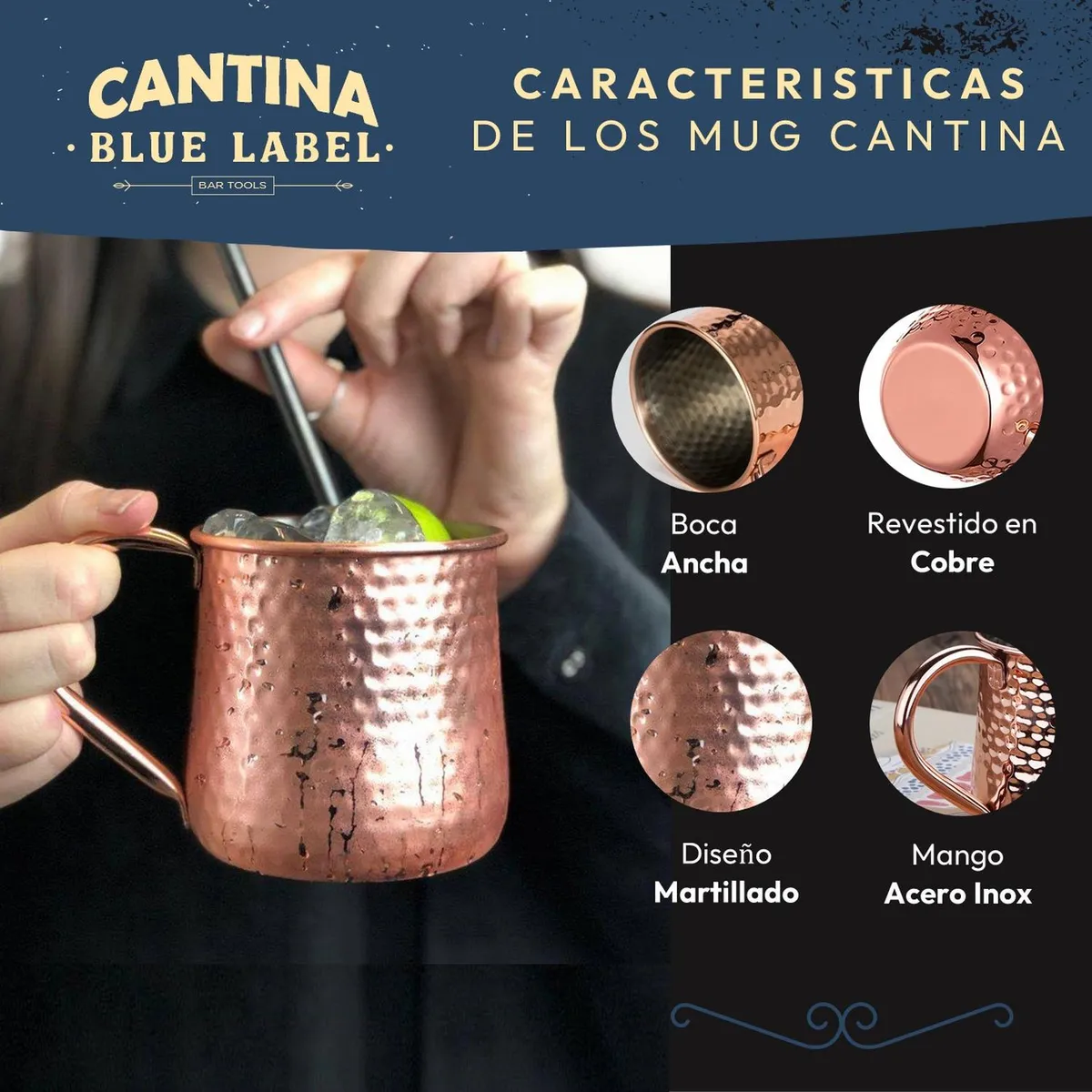 CASATUA - Mug Vasos De Cobre Set 2 Cantina Moscow Mule Coctel Tragos - Cafe