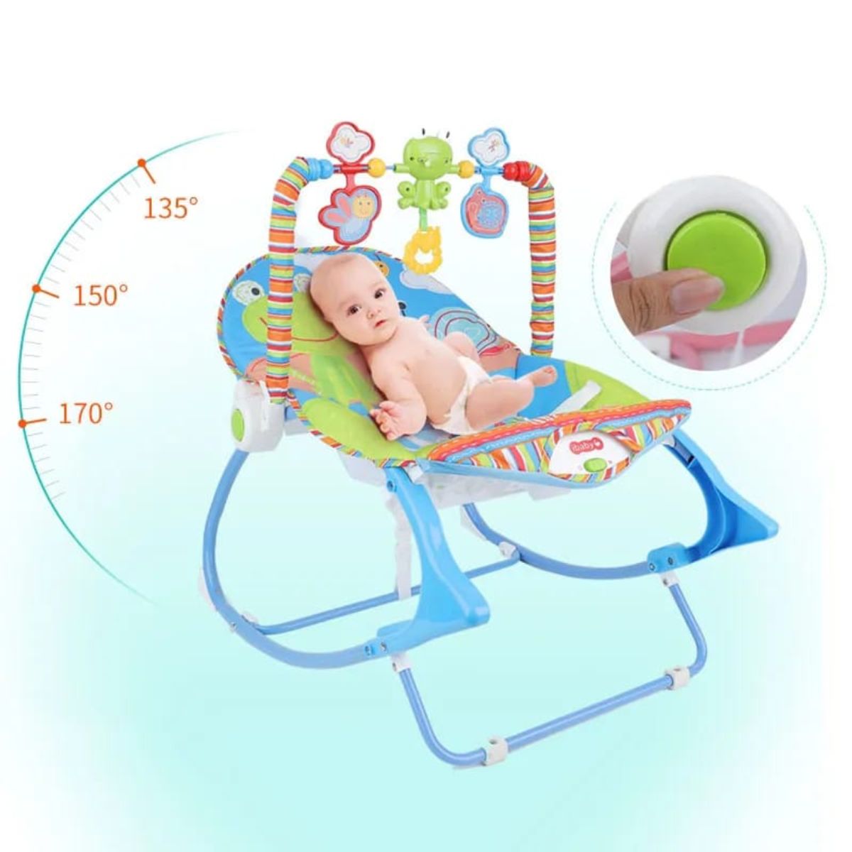IRM - SILLA MECEDORA MUSICAL PARA BEBE 3 EN 1 AZUL