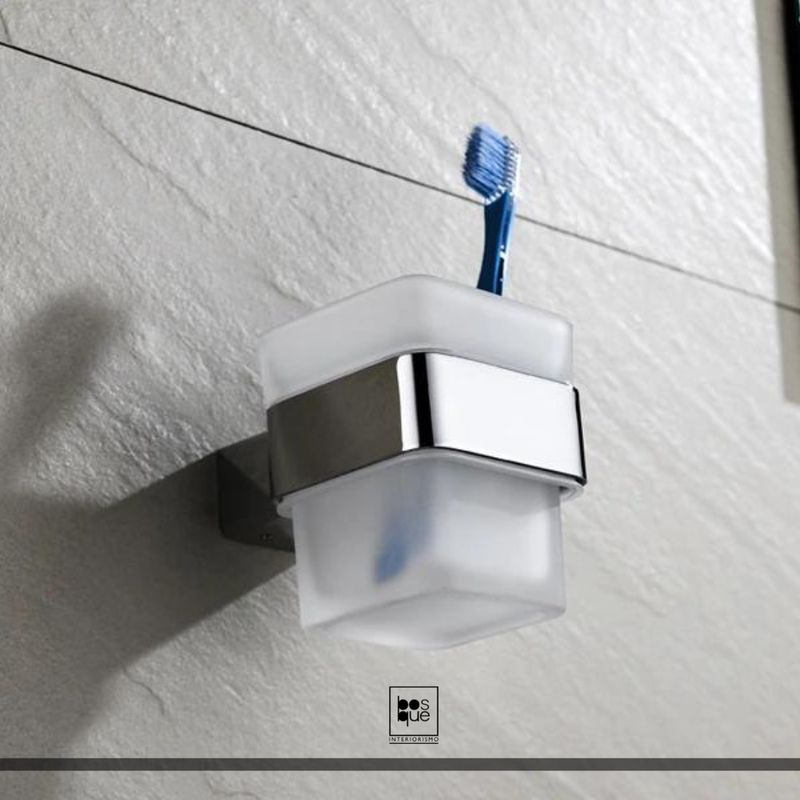 CASAS DEL BOSQUE - PORTA CEPILLOS GLASS  CROMADO