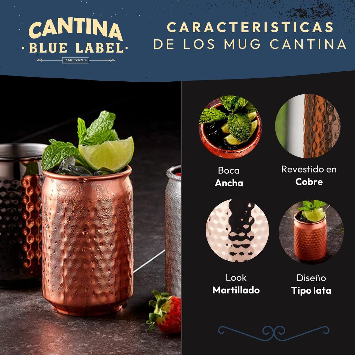 CASATUA - Mug Vasos De Cobre Set 2 Cantina Moscow Mule Coctel Tragos - Marron claro