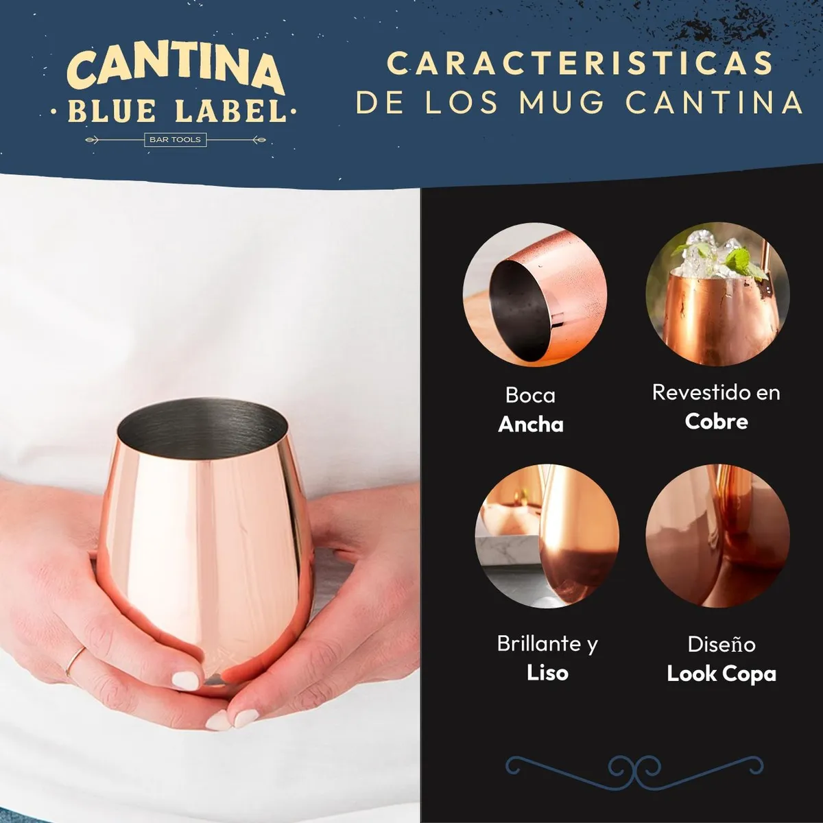 CASATUA - Mug Vasos De Cobre Set 2 Cantina Moscow Mule Coctel Tragos - Dorado