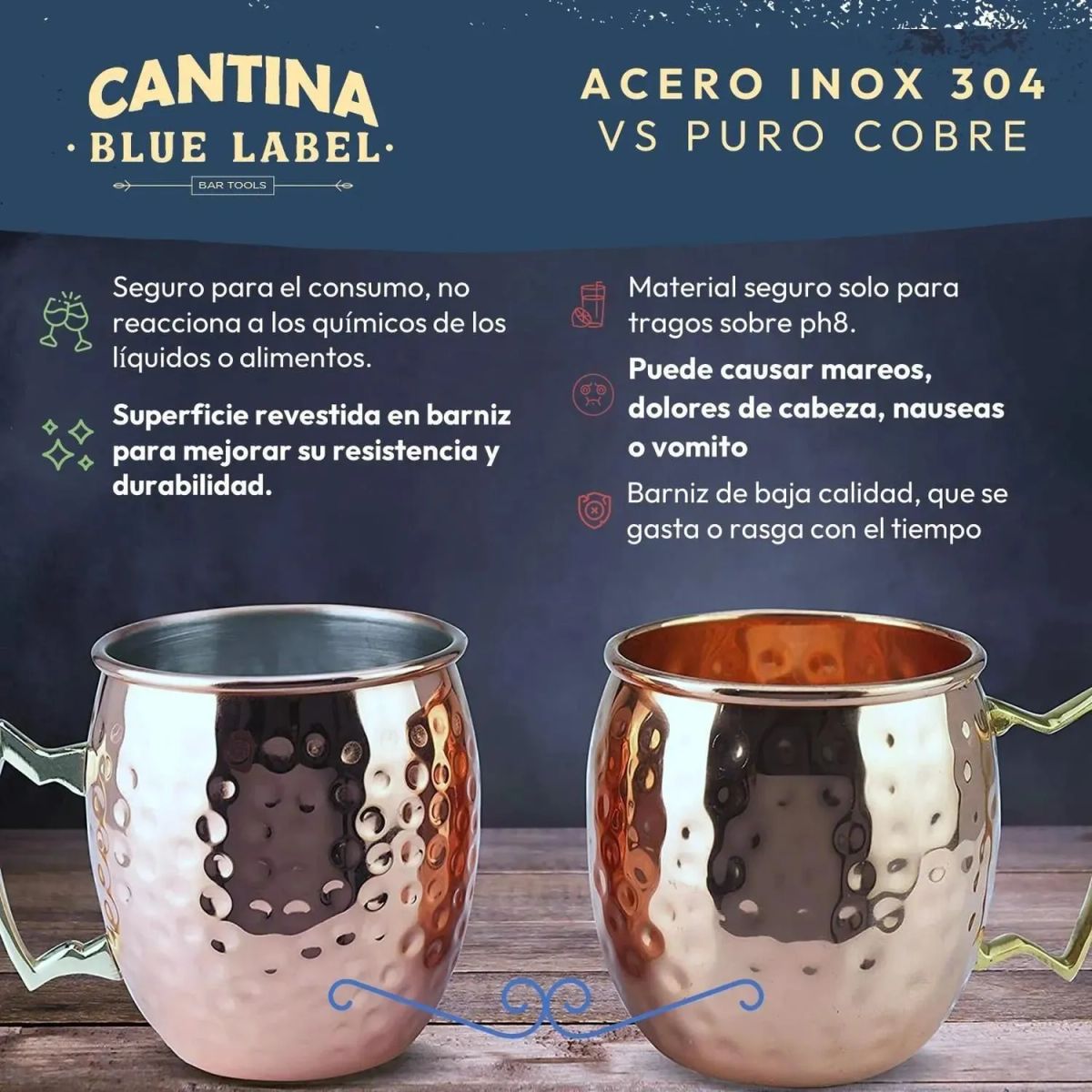 CASATUA - Mug Vasos Cobre Set De 2 Casatua Moscow Mule Coctel 500ml - Cafe