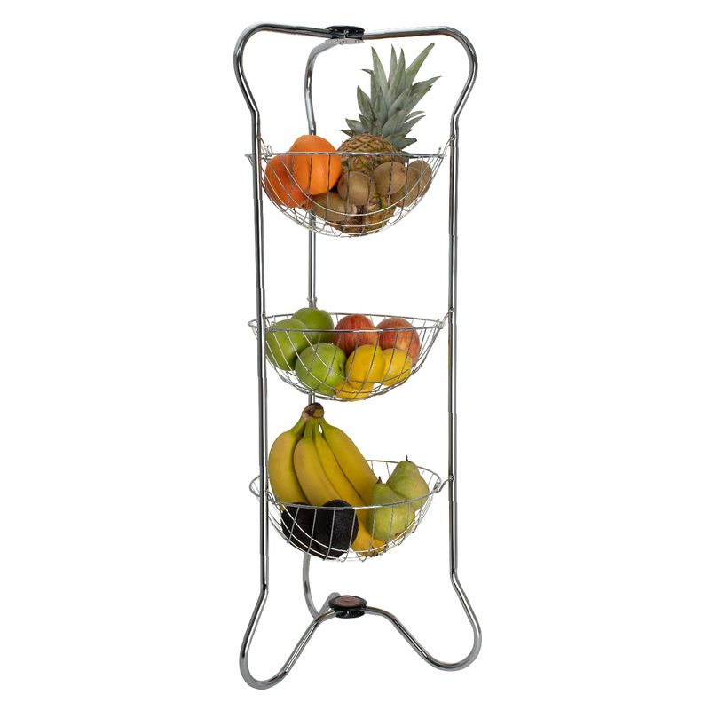 JOIA - Frutera Redonda De Acero Cromado Plegable De 3 Niveles