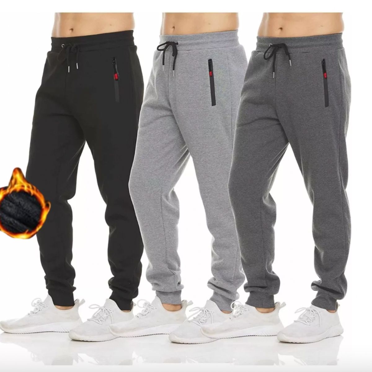 GENERICO - Pack 3 !!! Pantalon Buzo Hombre Jogger Cargo Con Polar
