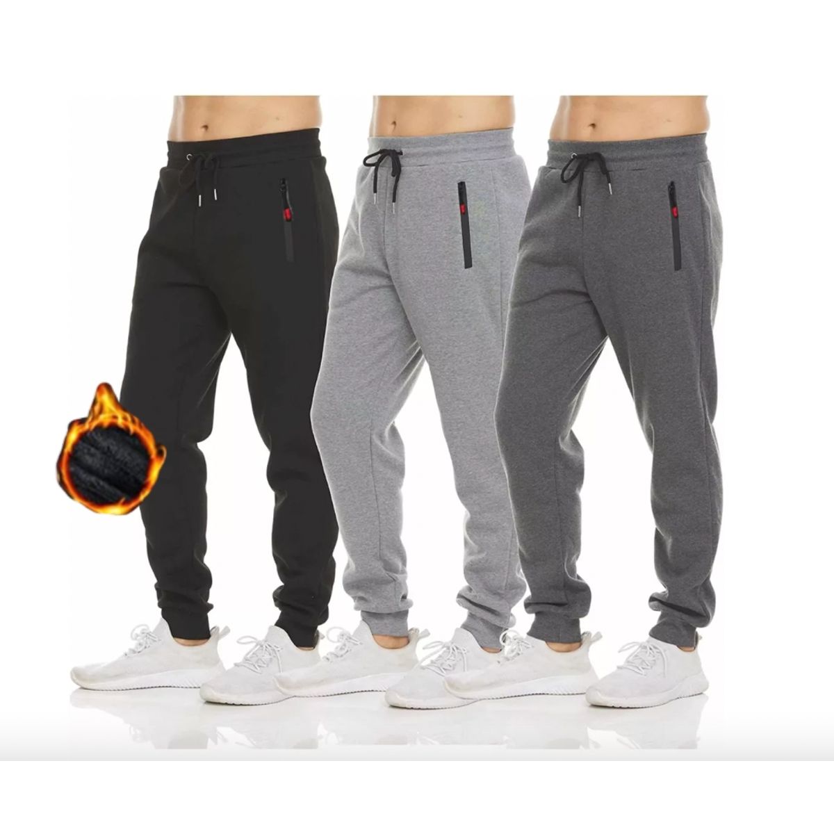 GENERICO - Pack 3 !!! Pantalon Buzo Hombre Jogger Cargo Con Polar