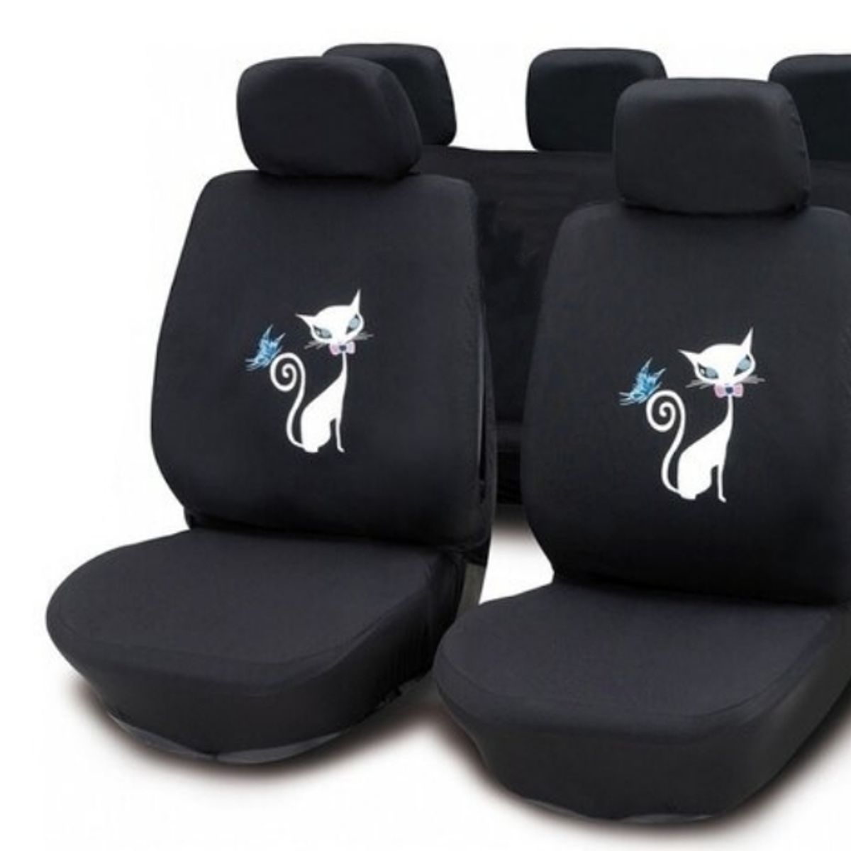 GENERICO - Set Funda Cubre Asiento Diseño Gato 11pcs Auto Universal Cat