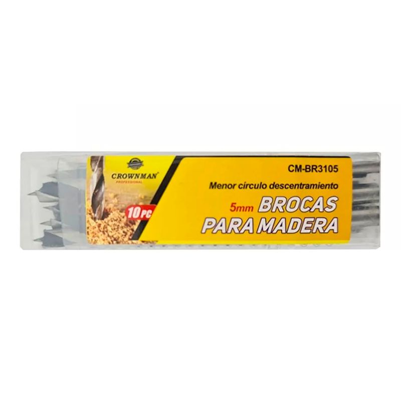 GENERICO - Kit Set Juego Brocas Para Madera 5mm 10 Piezas Crownman