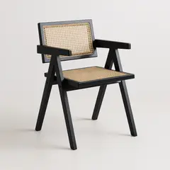 KLIK - Silla Sitial Butaca Chandigarh Madera Rattan Negra