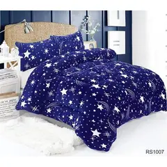 GENERICO - Plumon Sherpa Cobertor de invierno de plush y chiporro 2 Plazas - Azul Estrellas