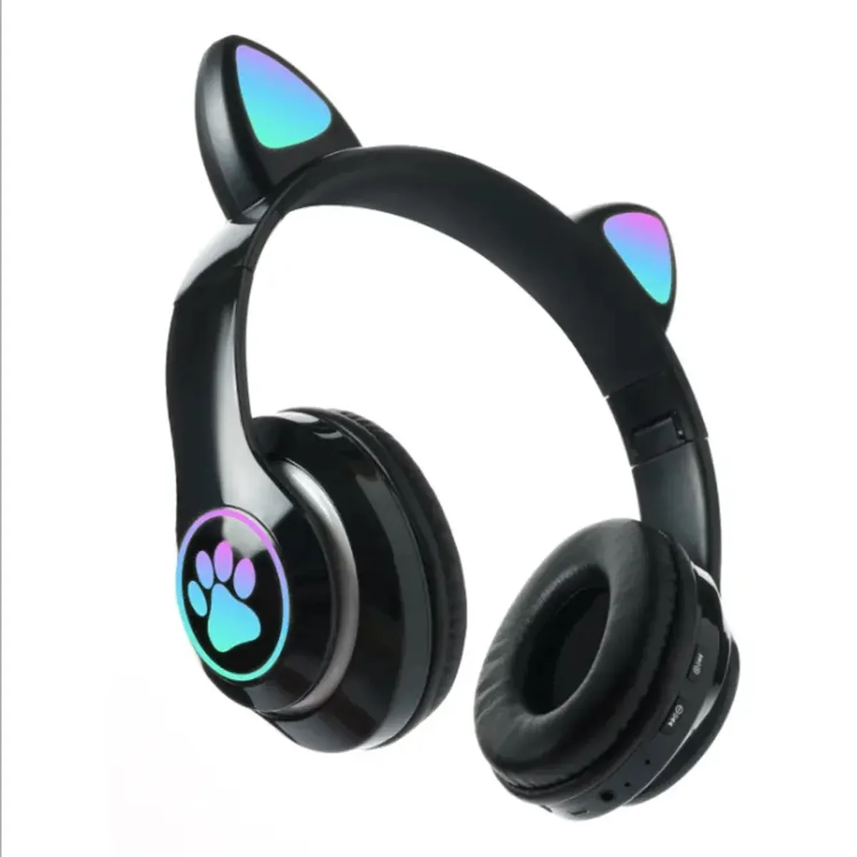 GENERICO - Audífonos inalámbricos Bluetooth RGB Orejas gato BT 5.0 NEGRO