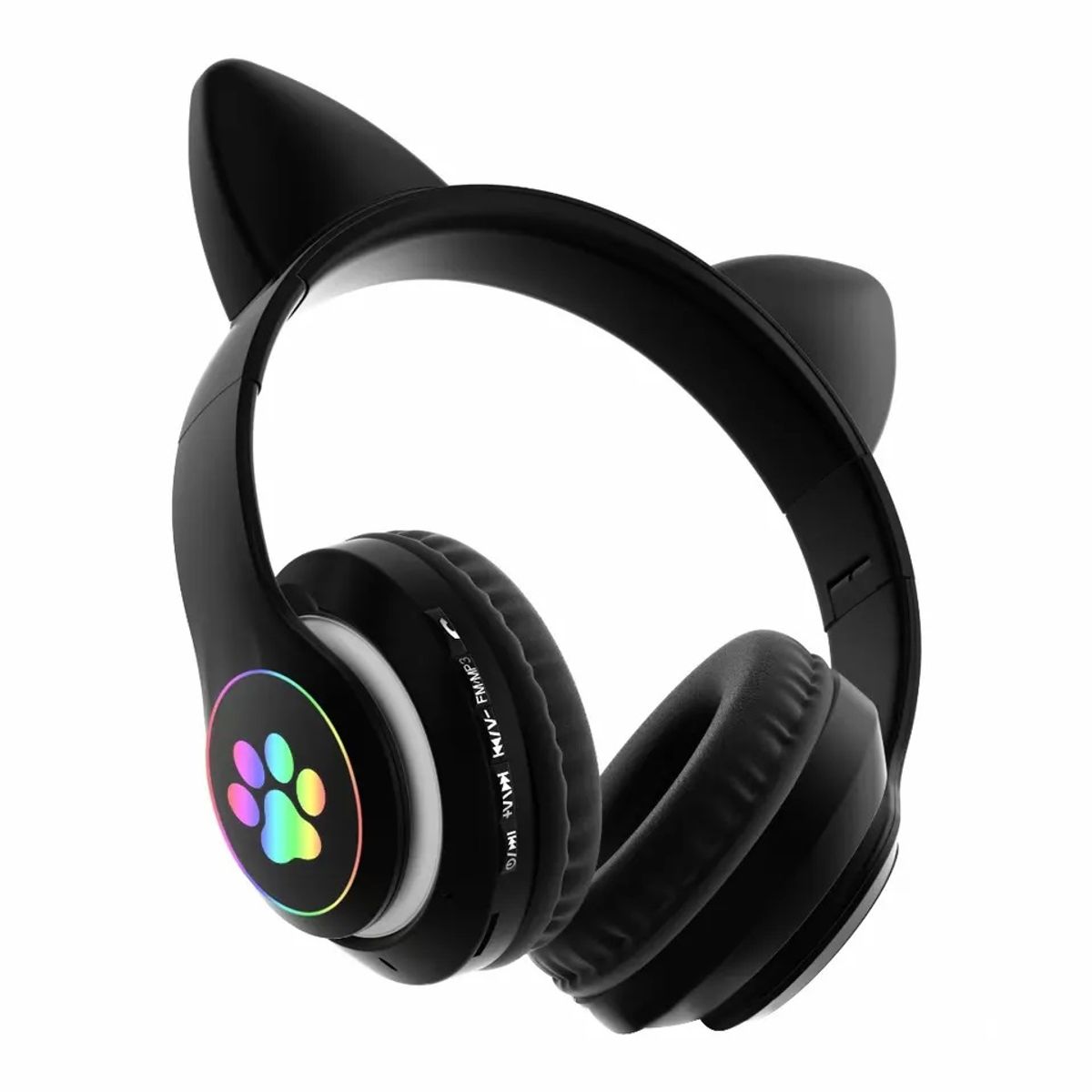 GENERICO - Audífonos inalámbricos Bluetooth RGB Orejas gato BT 5.0 NEGRO