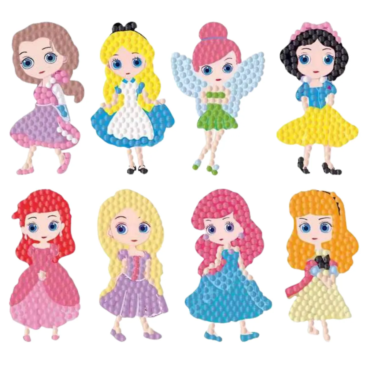 GENERICO - Kit Stickers pintura con diamantes - Princesas y Hadas