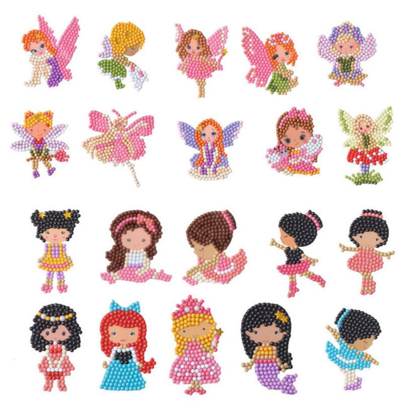 GENERICO - Kit Sticker pintura diamantes - Princesas y alas