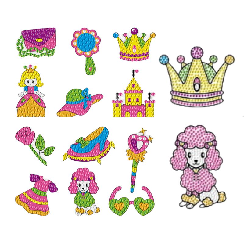 GENERICO - Kit Stickers pintura con diamantes - Perrita princesa