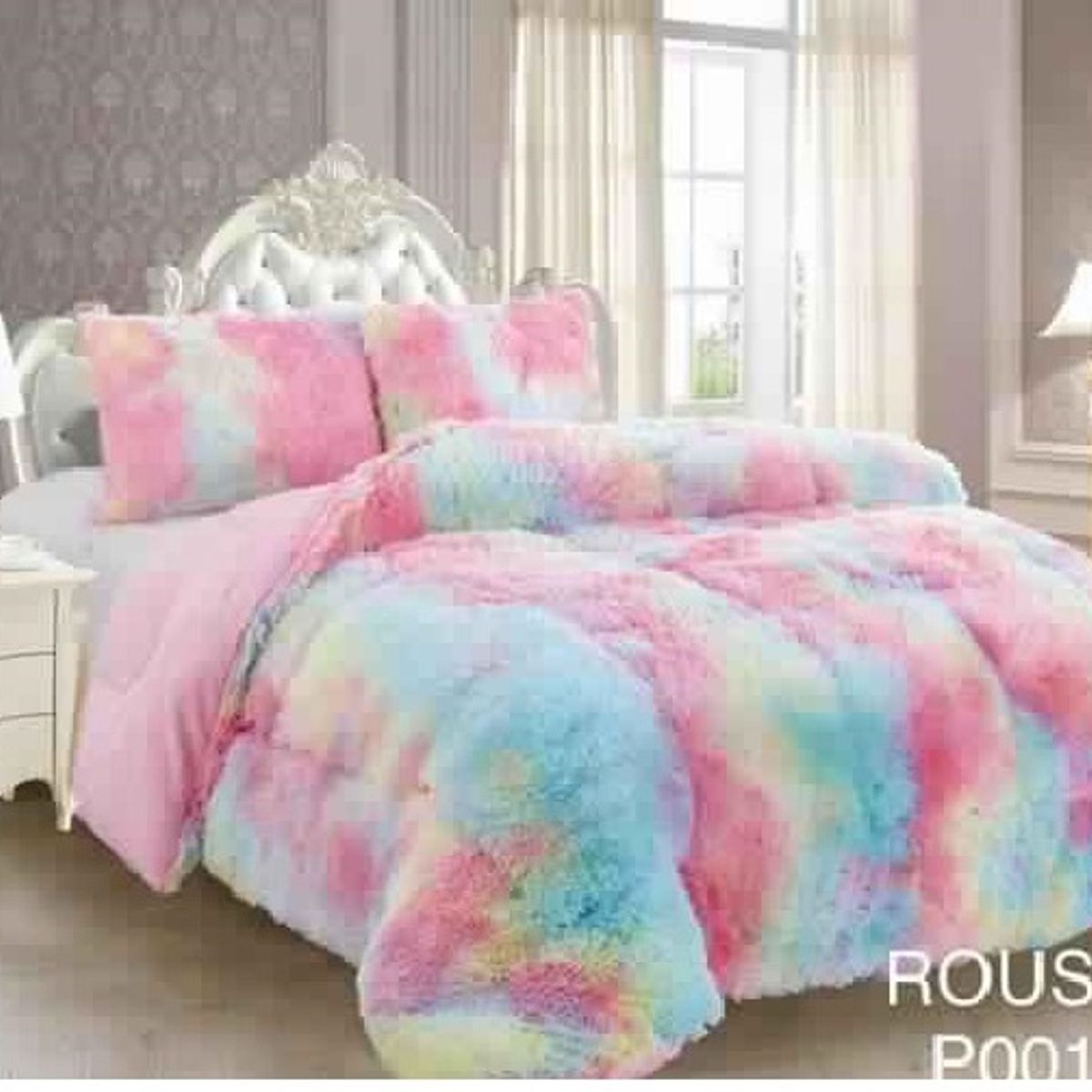 GENERICO - Plumon Cobertor de invierno Peludo con Chiporro 2 Plazas - Arcoiris RS1