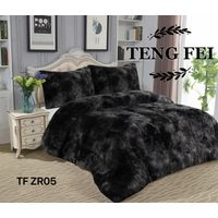 Plumon de invierno Peludo con Chiporro 2 Plazas - Negro Jaspeado