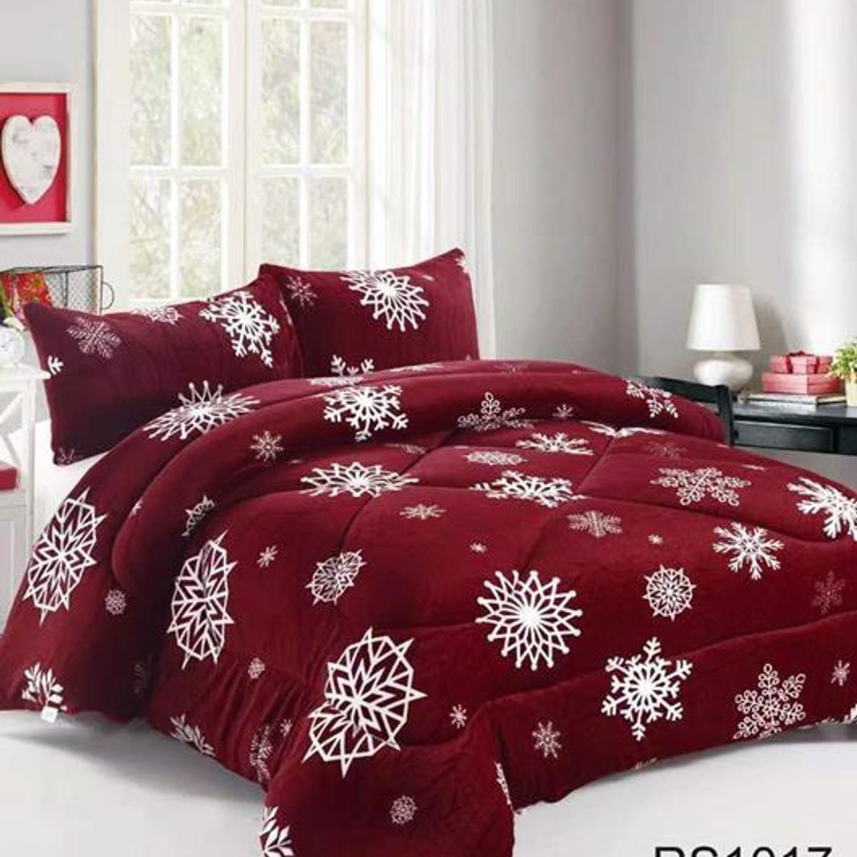 GENERICO - Plumon Cobertor de invierno Plush y Chiporro 2 Plazas - Diseños Burdeo